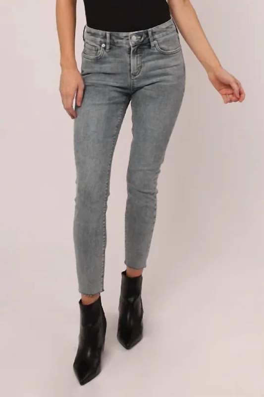 Yellow custom art Pants-Gisele Classic Mid Rise Skinny Jean In Washed Grey