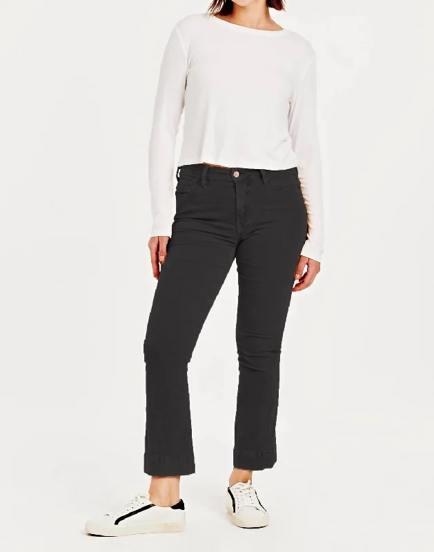 Gray fox style Pants-Jeanna High Rise Cropped Corduroy Flare Jeans In Black