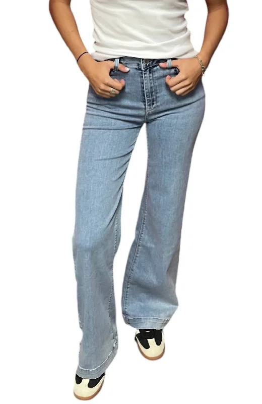 White gradient Pants-Jesse High Rise Wide Leg Jeans In Blue