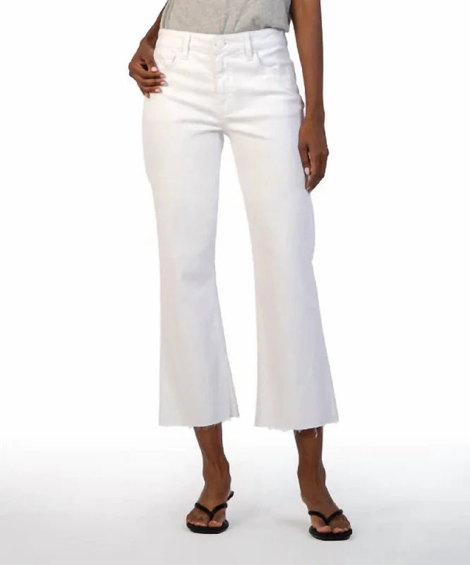 Khaki cargo Pants-Kelsey High Rise Ankle Flare Jean In Optic White