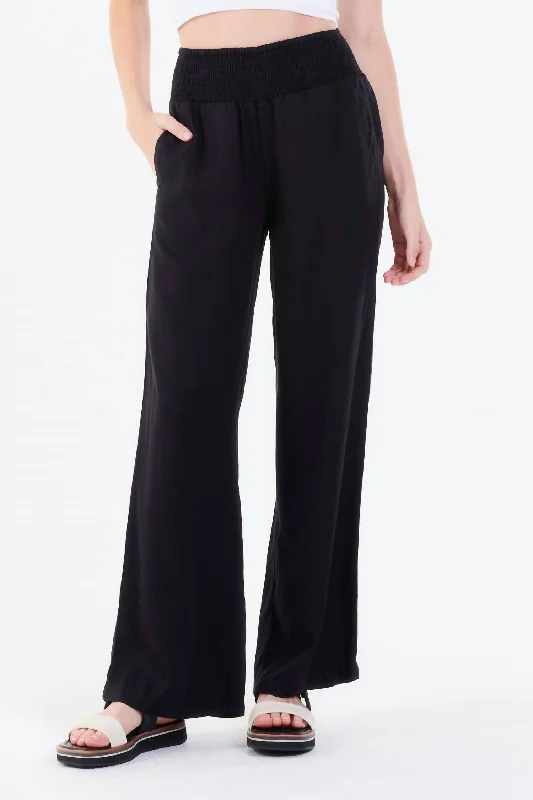 Black workout crew Pants-Lizzie Wide Leg Lounge Pant In Black