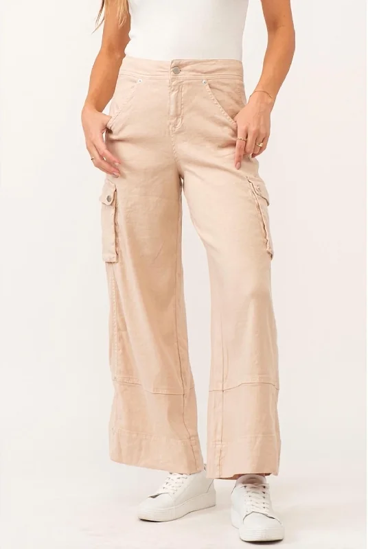 Pink quote Pants-Marvin Wide Leg Cargo Soft Seashell Pants In Orange