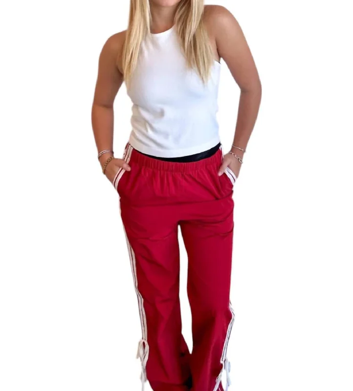 Orange bird sketch Pants-Mel Bow Pants In Burgundy