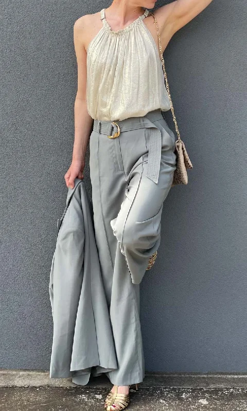 White essential Pants-Moss Green Curve Pants