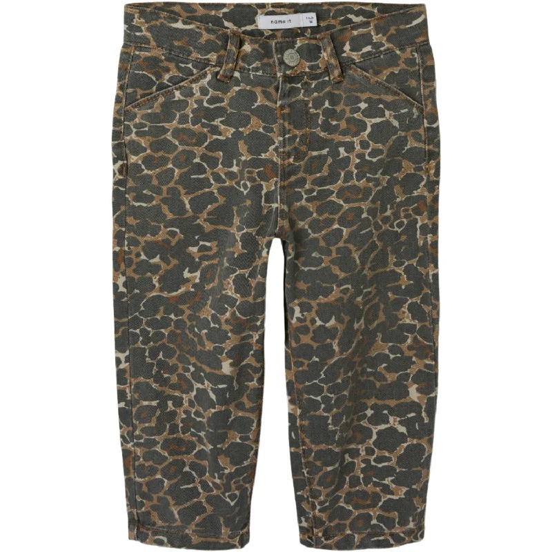 Pink floral Pants-Name It Affogat Leo Washed Down Bella Mom Twill Pants