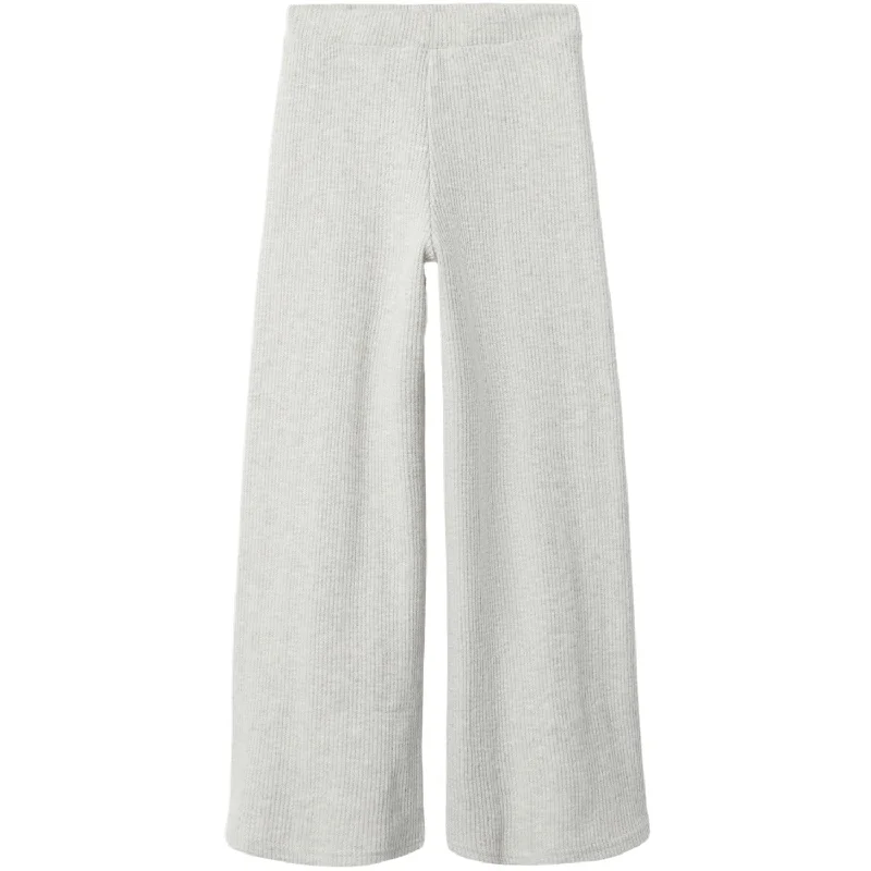 Plus-size black Pants-Name It Light Grey Melange Tulpu Wide Pants