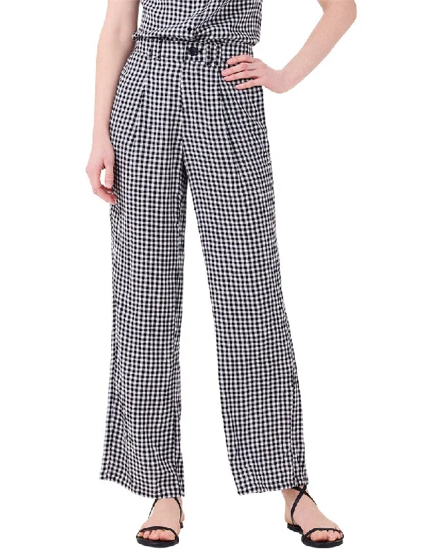 Blue branded style Pants-NIC+ZOE Drapey Gingham Wide-Leg Pant