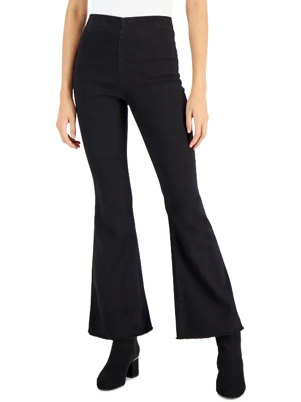 Blue chic Pants-Petites Womens Stretch High Rise Flare Jeans