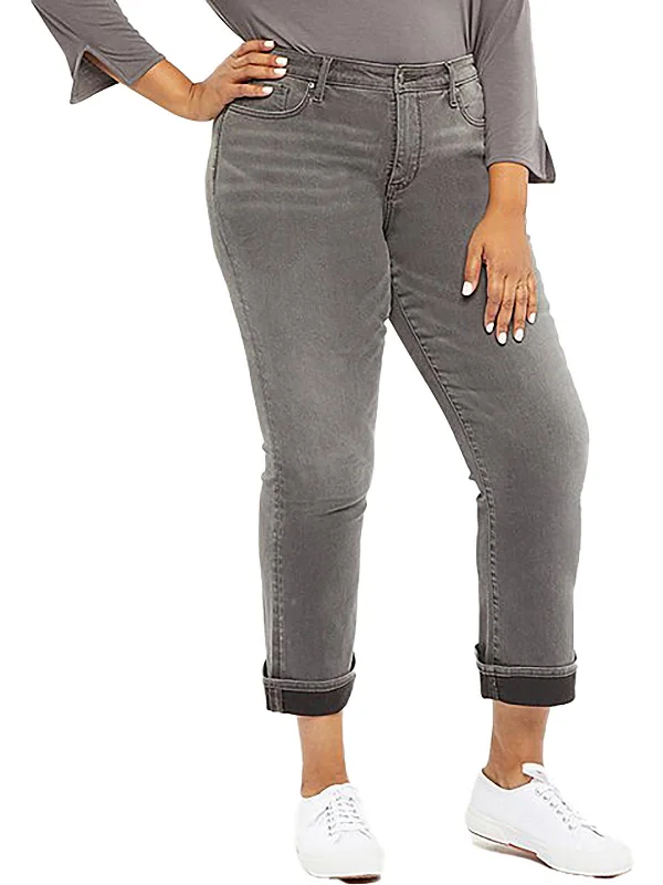 Unisex gray Pants-Plus Barbara Womens Ankle Slimming Bootcut Jeans