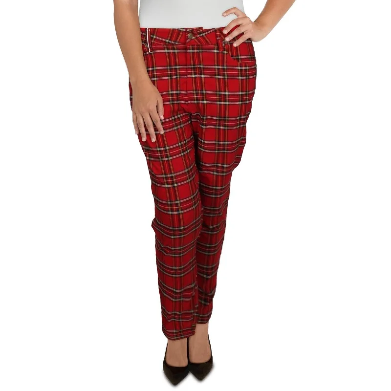 White essential Pants-Plus Womens Plaid Stretch Skinny Pants