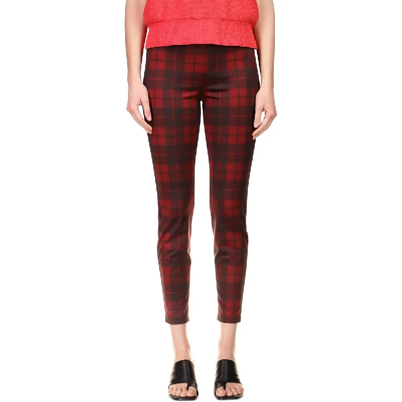 Fitted black Pants-Runway Womens Plaid Pull On Leggings