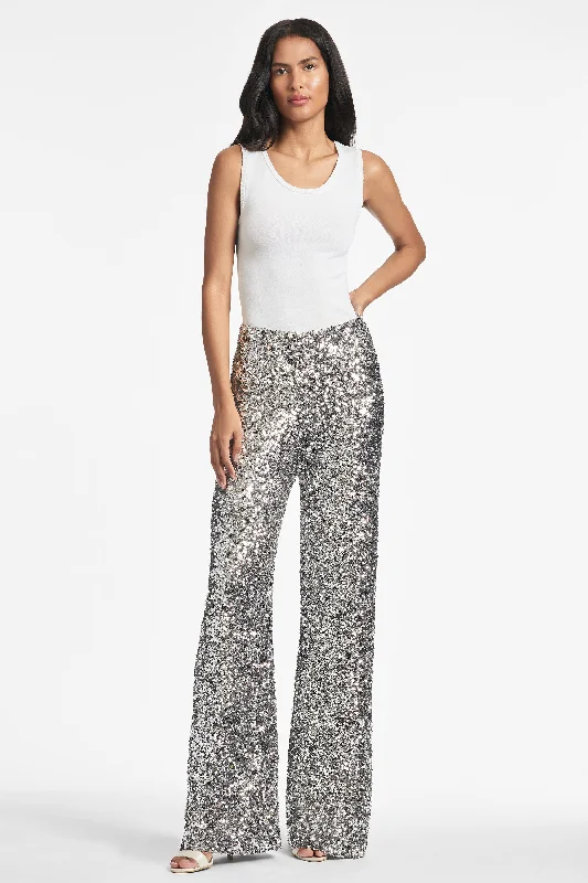 Khaki cargo Pants-Alli Pant - Silver Sequins