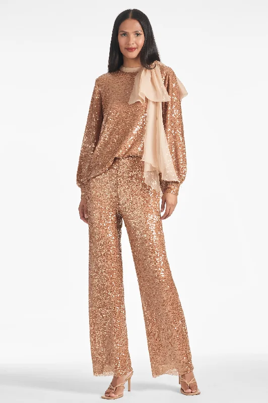 Brown leather Pants-Sequin Bri Pant - Honey