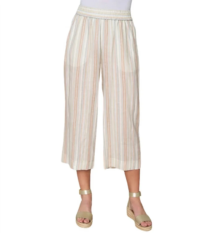 Plus-size relaxed Pants-Striped City Pants In Yarn Dye Stripe