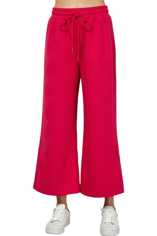 Black bold Pants-Textured Soft Cropped Wide Pants In Barbie Pink