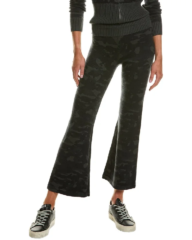 Black funny Pants-Vintage Havana Slim Fit Knit Fold-Over Flare Pant