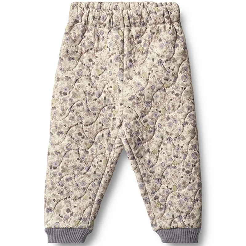 Purple inspirational Pants-Wheat Thermo Clam Flower Field Pants Alex