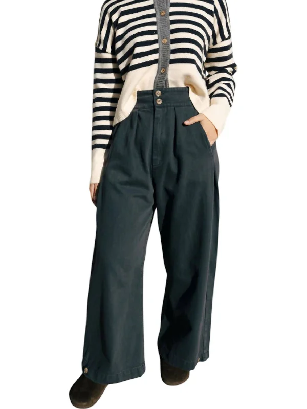 Mid-range striped Pants-Wide Leg Pants In Charcoal