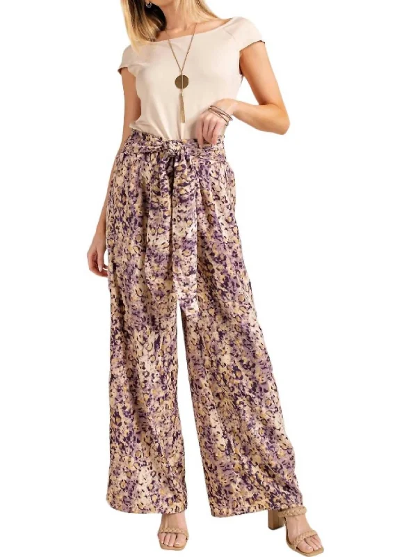 White running trail Pants-Wide Leg Pants In Purple Combo