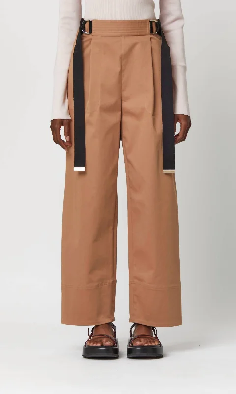 Red sports fan Pants-Wide Leg Trouser In Caramel