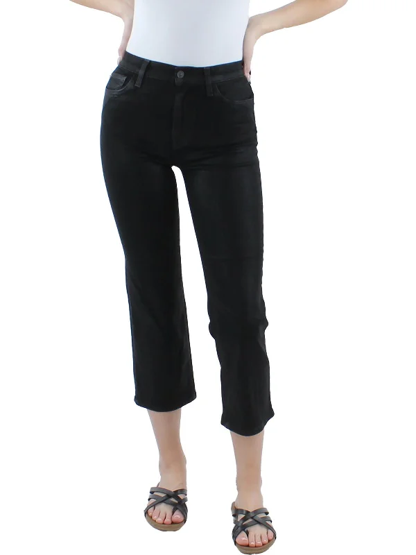 Blue branded style Pants-Womens Coated High Rise Straight Leg Jeans