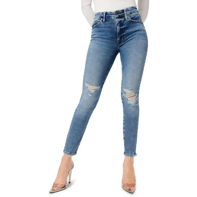 Women’s white Pants-Womens Cropped Distressed Skinny Jeans