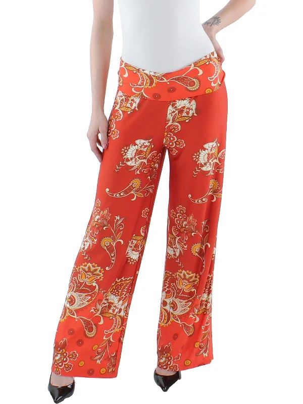 Full-length comfy Pants-Womens Jersey Printed Palazzo Pants