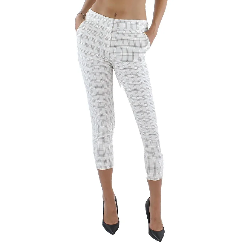 White tie-dye spiral Pants-Womens Plaid Flat Front Ankle Pants