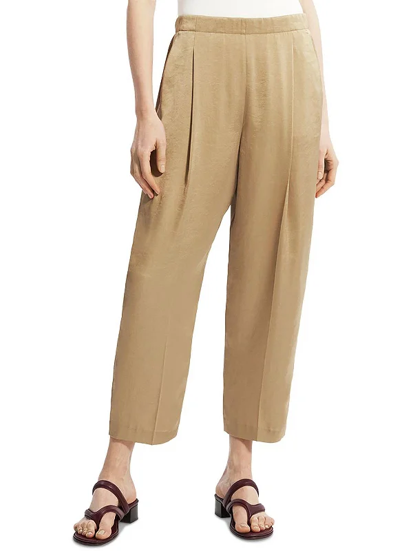 Yellow fitted Pants-Womens Shimmer High Rise Cropped Pants