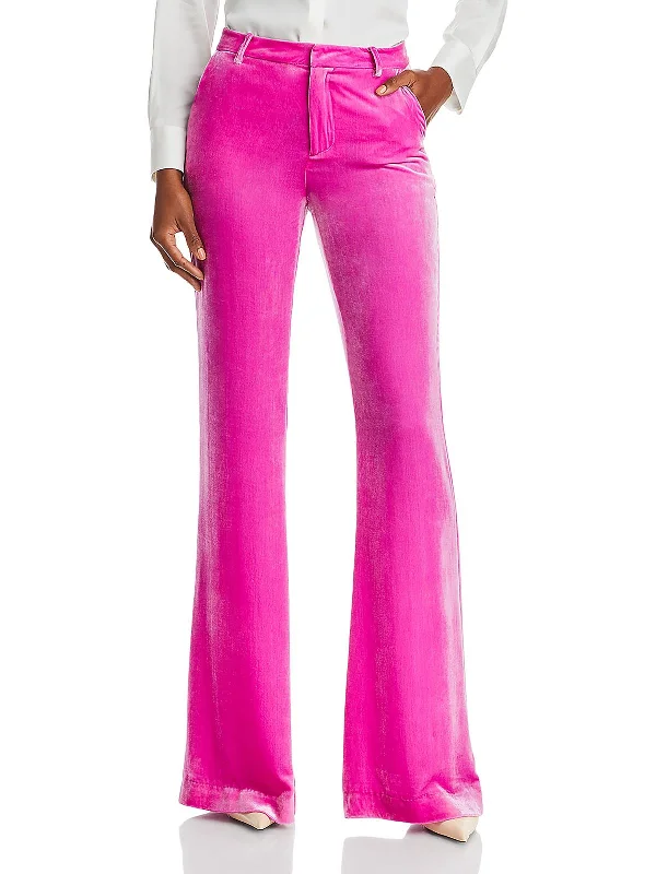 White concert Pants-Womens Velvet Flared Trouser Pants