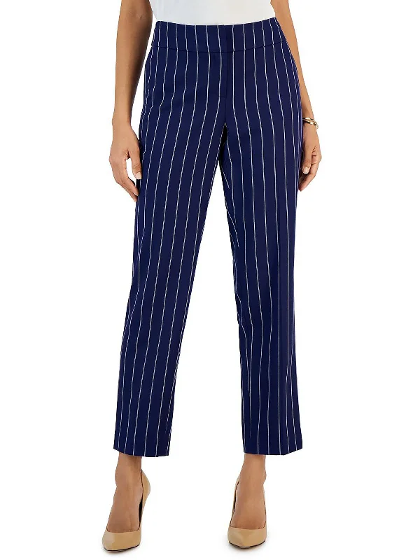 Blue 90s Pants-Womens Woven Striped Straight Leg Pants